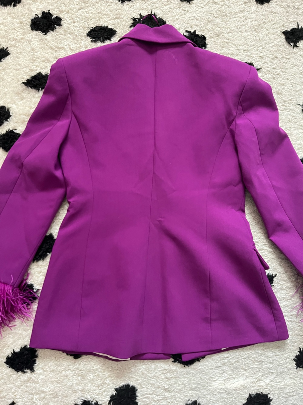 Zara size Medium feather cuff padded shoulder blade blazer one button up blazer - Picture 12 of 14